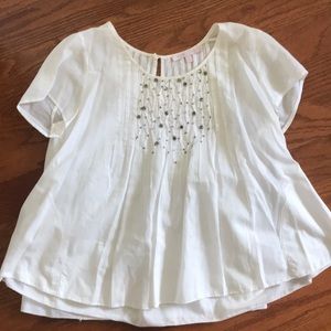 Rebecca Taylor white beaded short sleeve top